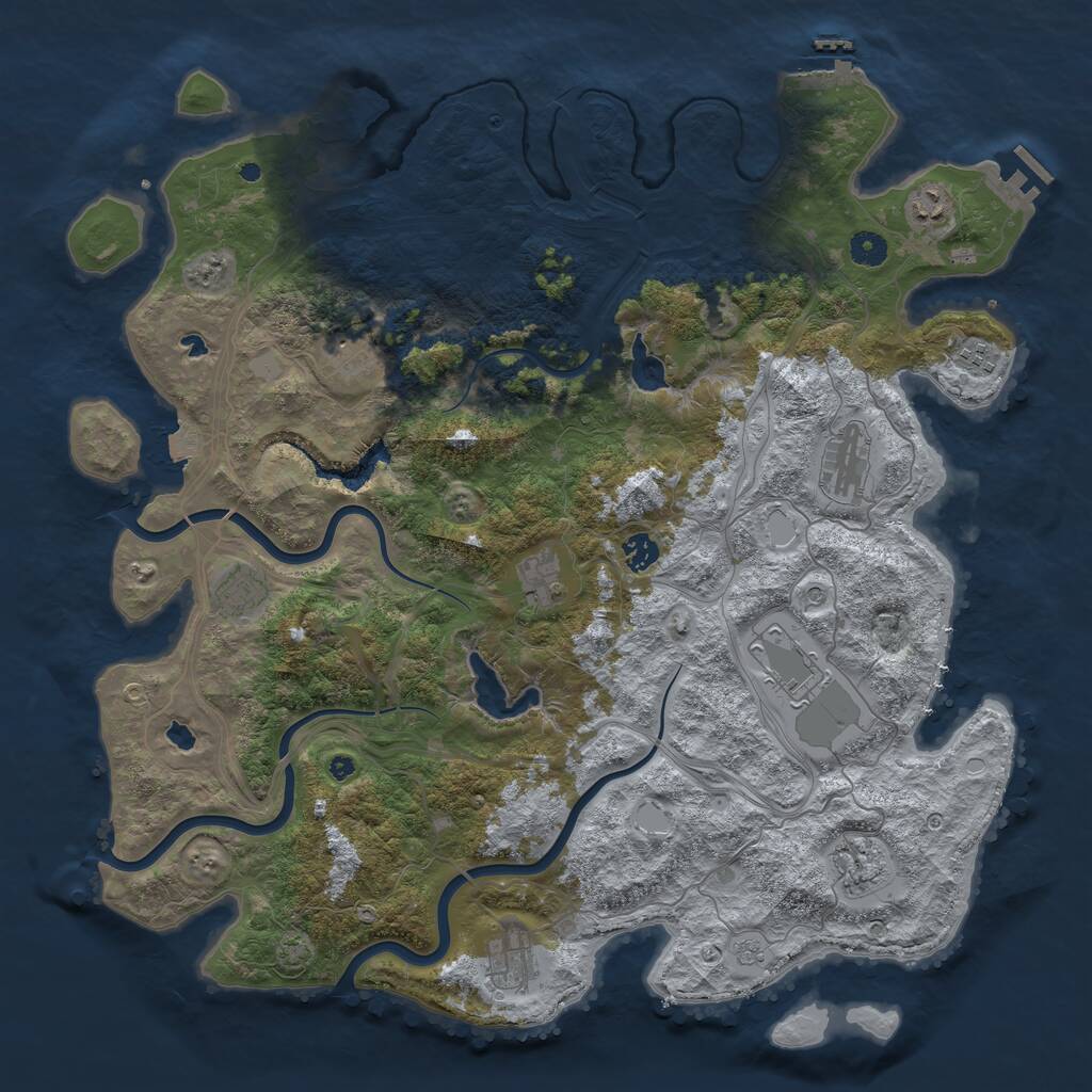 Rust Map: Procedural Map, Size: 4500, Seed: 1866527711, 16 Monuments