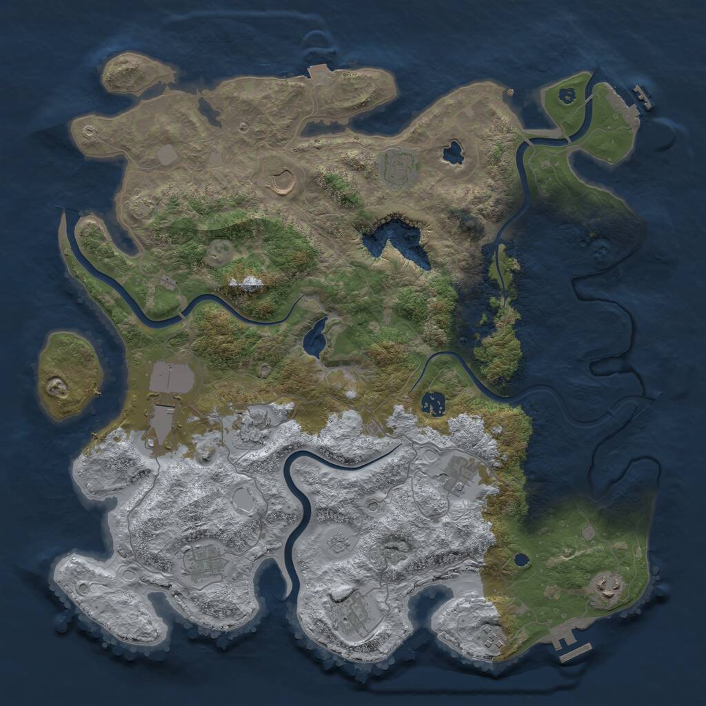 Rust Map: Procedural Map, Size: 4200, Seed: 1302028644, 16 Monuments