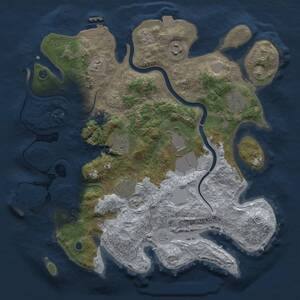 Thumbnail Rust Map: Procedural Map, Size: 3500, Seed: 23339, 12 Monuments