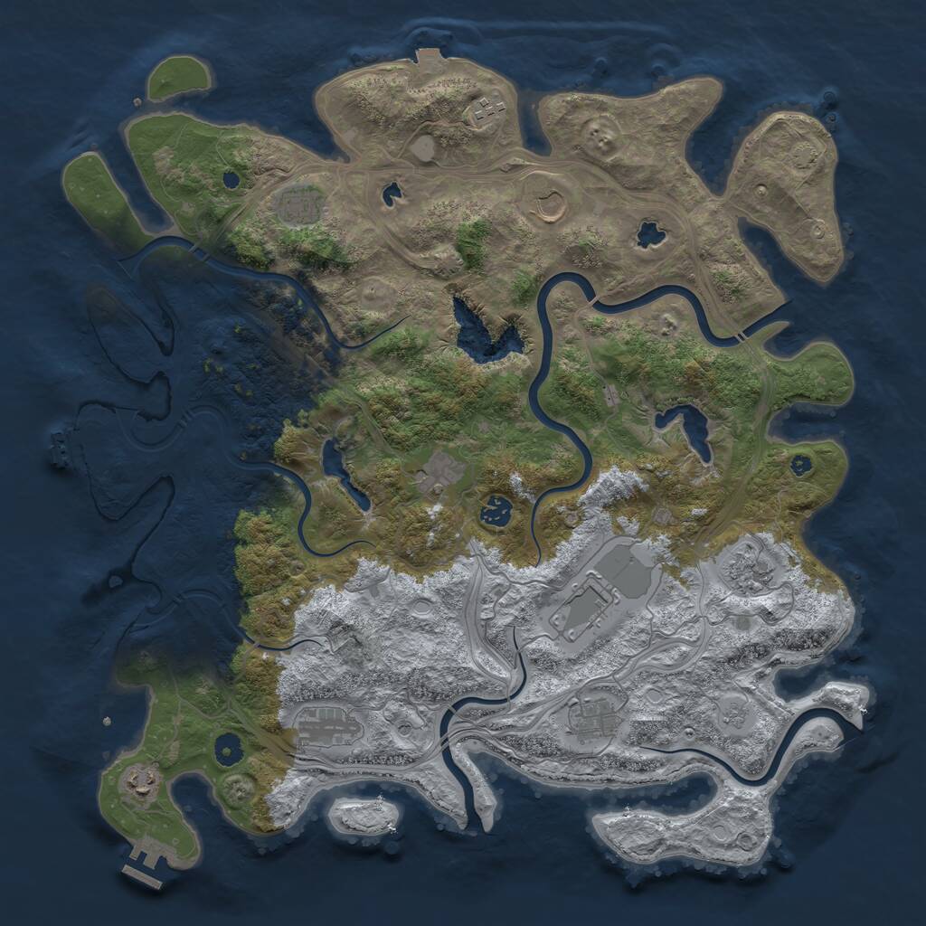 Rust Map: Procedural Map, Size: 4500, Seed: 1719734405, 16 Monuments