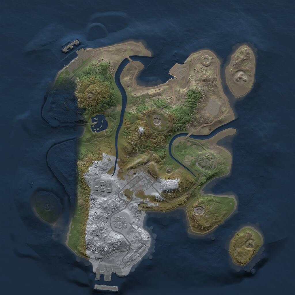 Rust Map: Procedural Map, Size: 2500, Seed: 2027884759, 9 Monuments