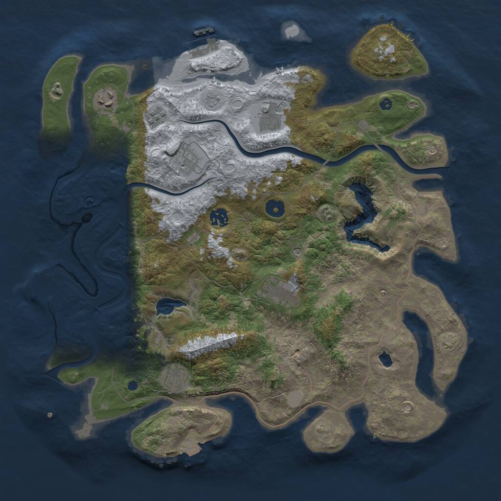 Rust Map: Procedural Map, Size: 4000, Seed: 1130515720, 13 Monuments
