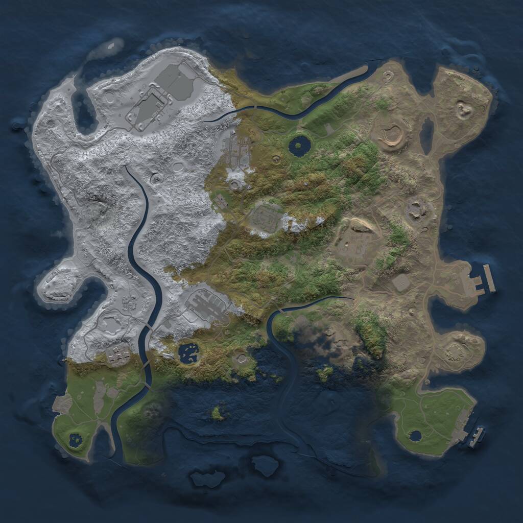Rust Map: Procedural Map, Size: 3750, Seed: 100082428, 16 Monuments