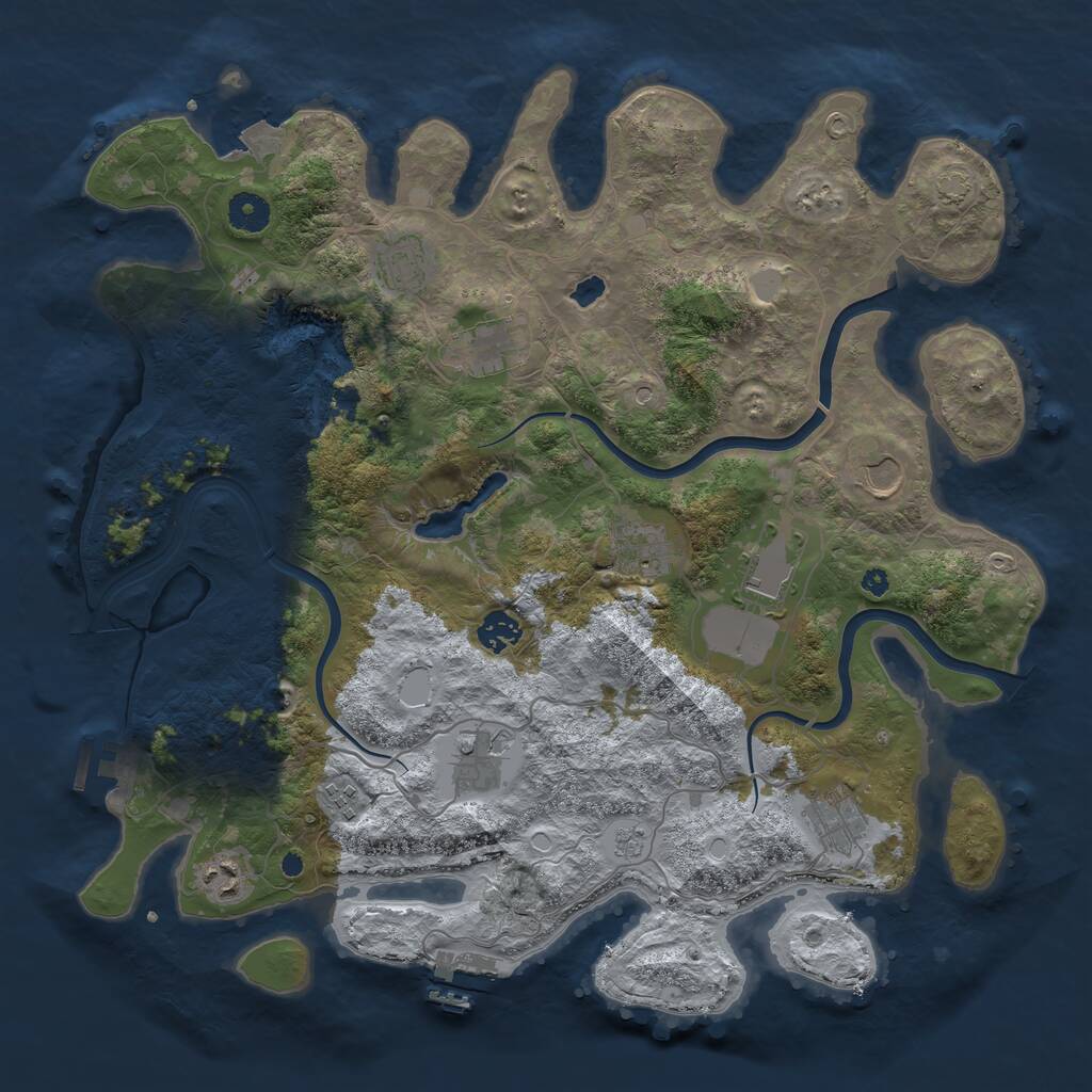 Rust Map: Procedural Map, Size: 4000, Seed: 977612419, 16 Monuments