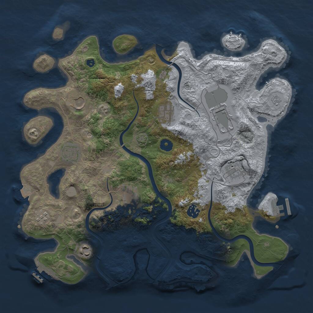 Rust Map: Procedural Map, Size: 3750, Seed: 835740770, 15 Monuments