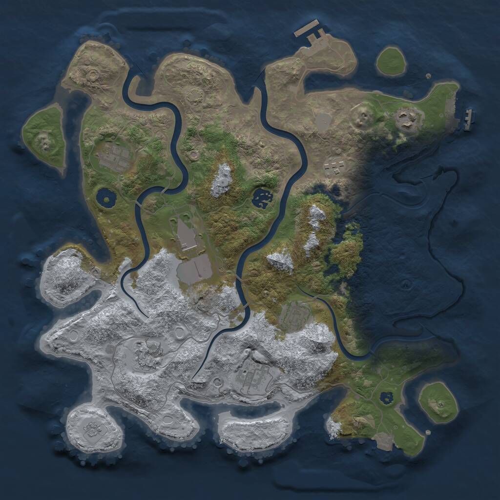 Rust Map: Procedural Map, Size: 3750, Seed: 2015656062, 14 Monuments
