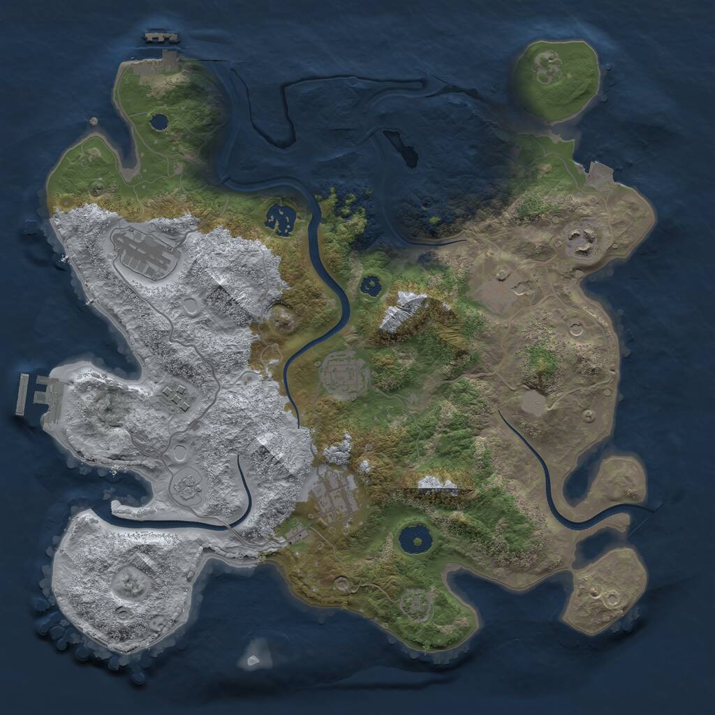 Rust Map: Procedural Map, Size: 3450, Seed: 1682469954, 13 Monuments