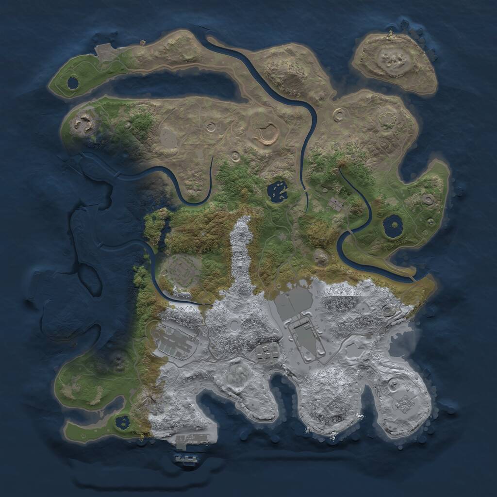 Rust Map: Procedural Map, Size: 3500, Seed: 2084761856, 13 Monuments