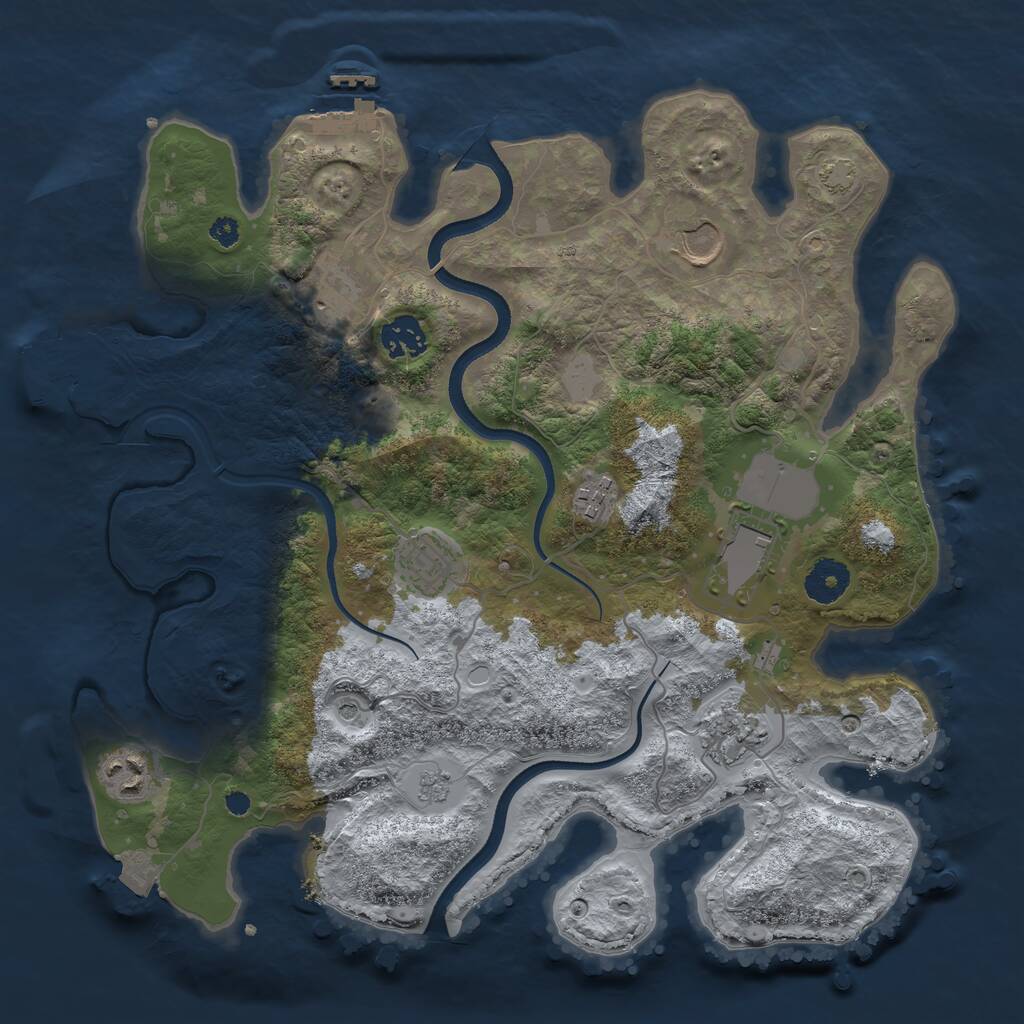 Rust Map: Procedural Map, Size: 3500, Seed: 1814907282, 14 Monuments