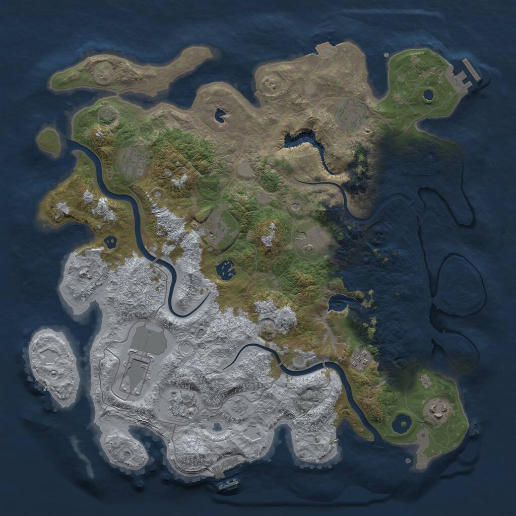 Rust Map: Procedural Map, Size: 4000, Seed: 72843, 15 Monuments