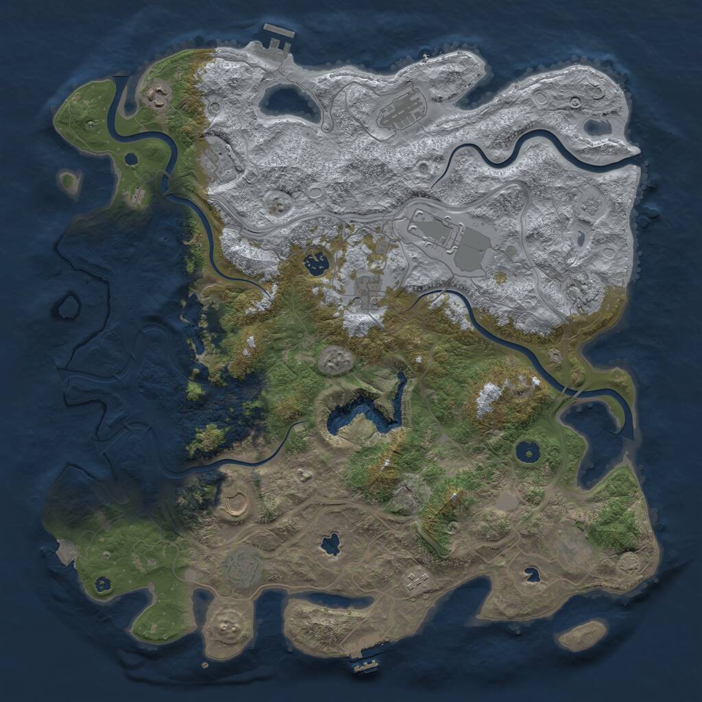 Rust Map: Procedural Map, Size: 4500, Seed: 692172436, 17 Monuments