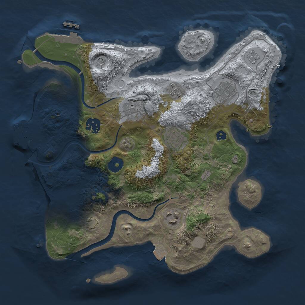 Rust Map: Procedural Map, Size: 3000, Seed: 844370, 12 Monuments