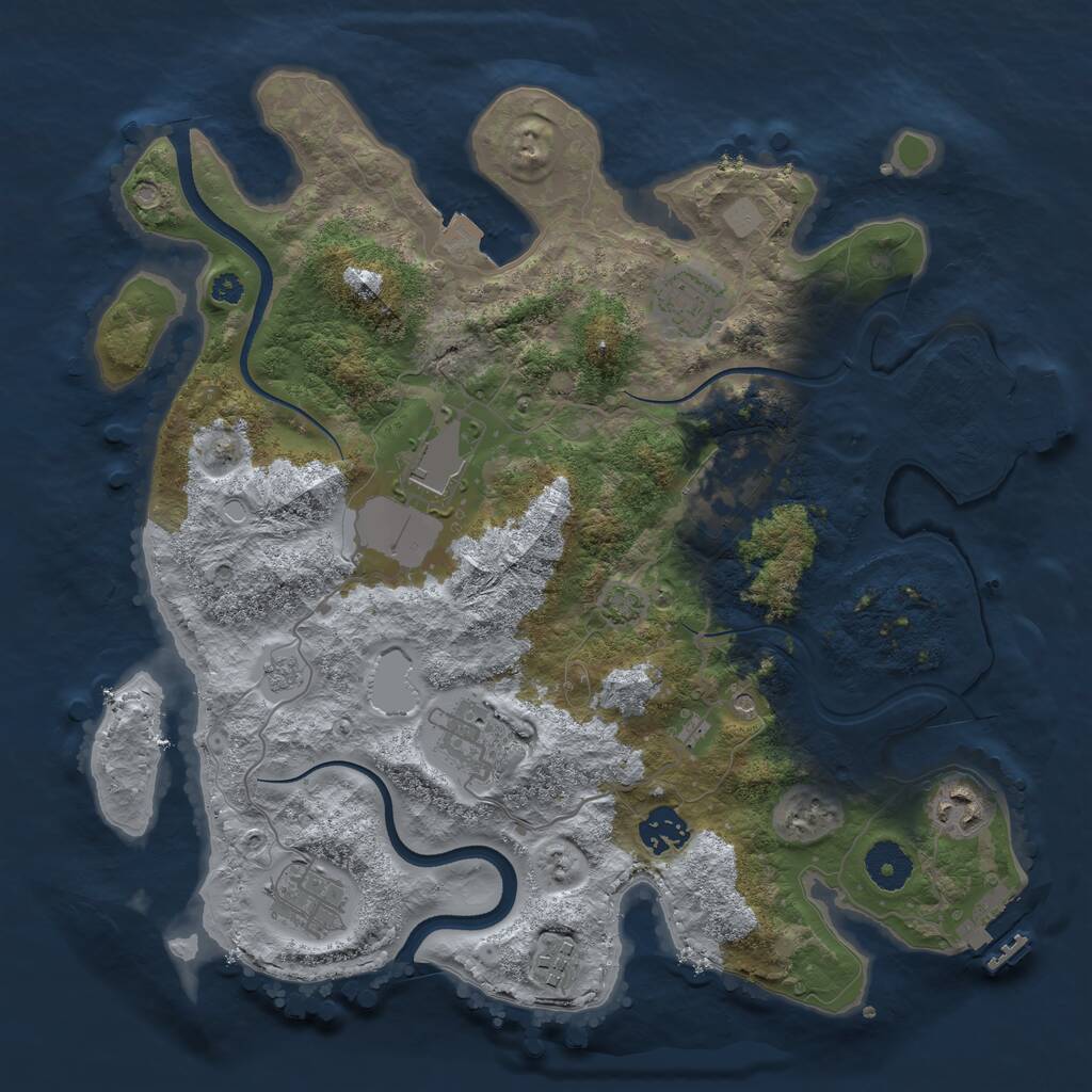 Rust Map: Procedural Map, Size: 3500, Seed: 1503970494, 14 Monuments