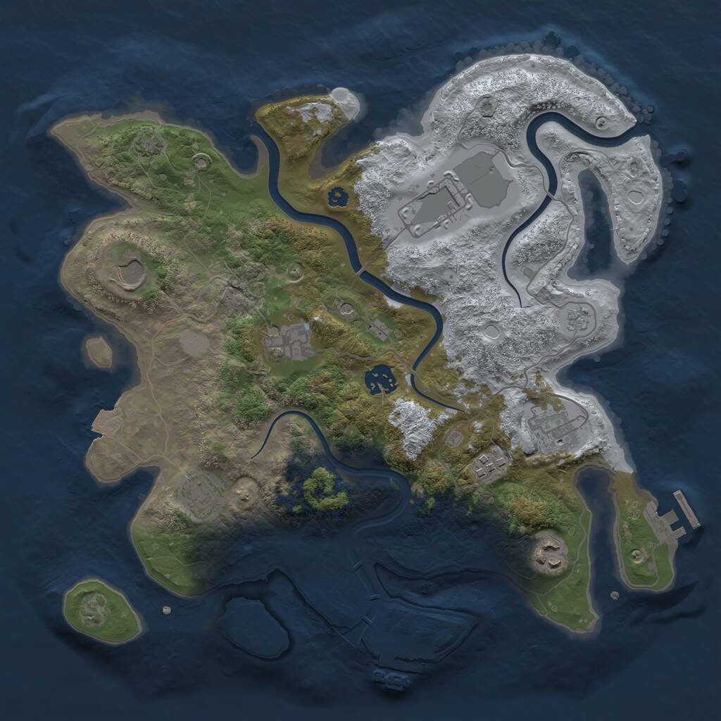 Rust Map: Procedural Map, Size: 3500, Seed: 526244460, 14 Monuments