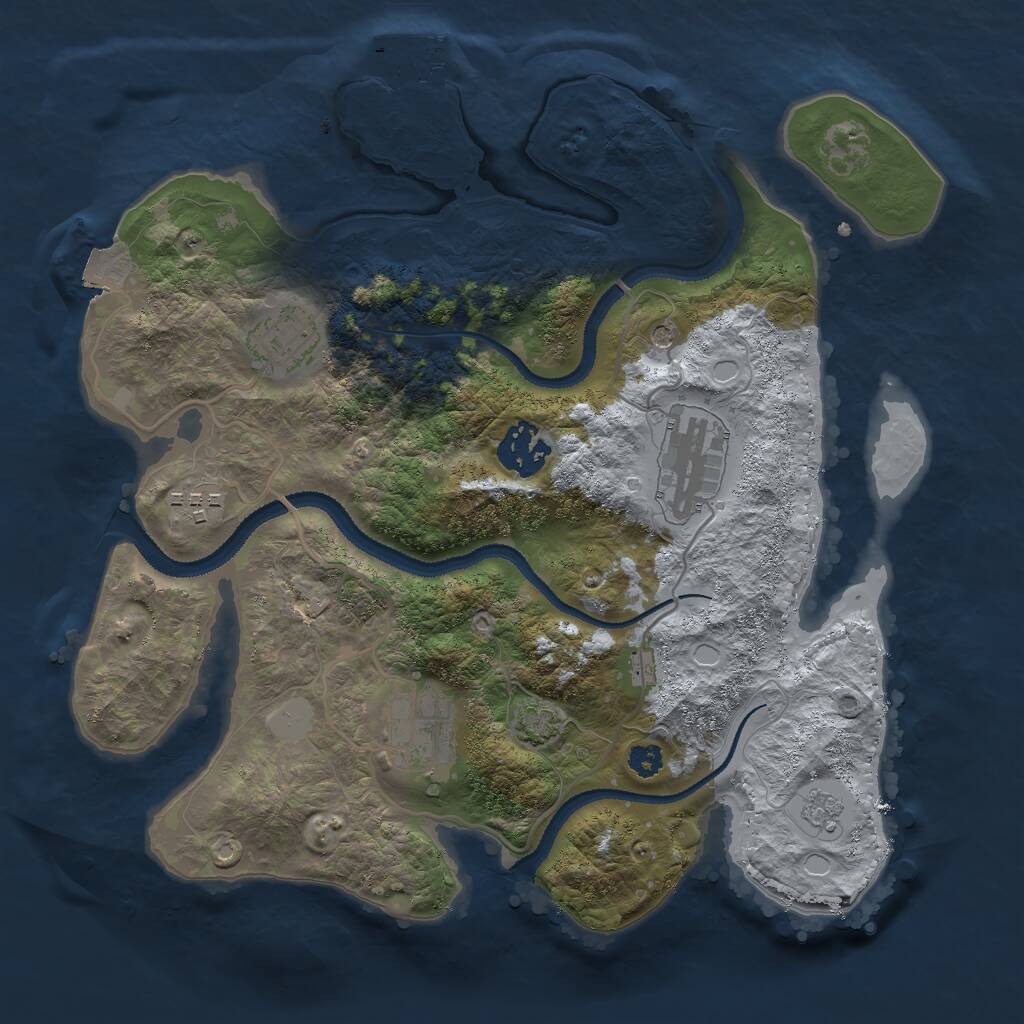 Rust Map: Procedural Map, Size: 3000, Seed: 19172, 10 Monuments