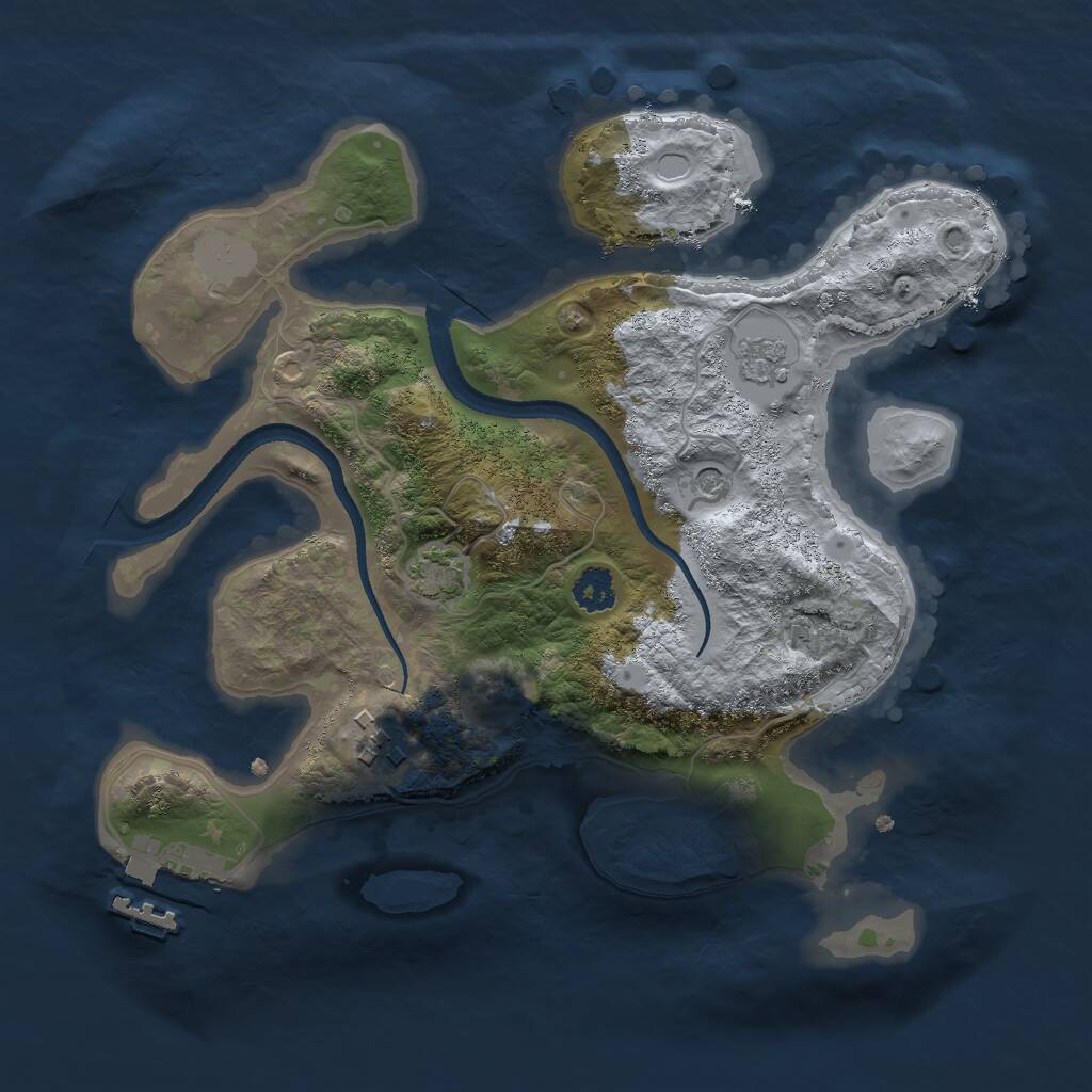 Rust Map: Procedural Map, Size: 2500, Seed: 1250781732, 6 Monuments