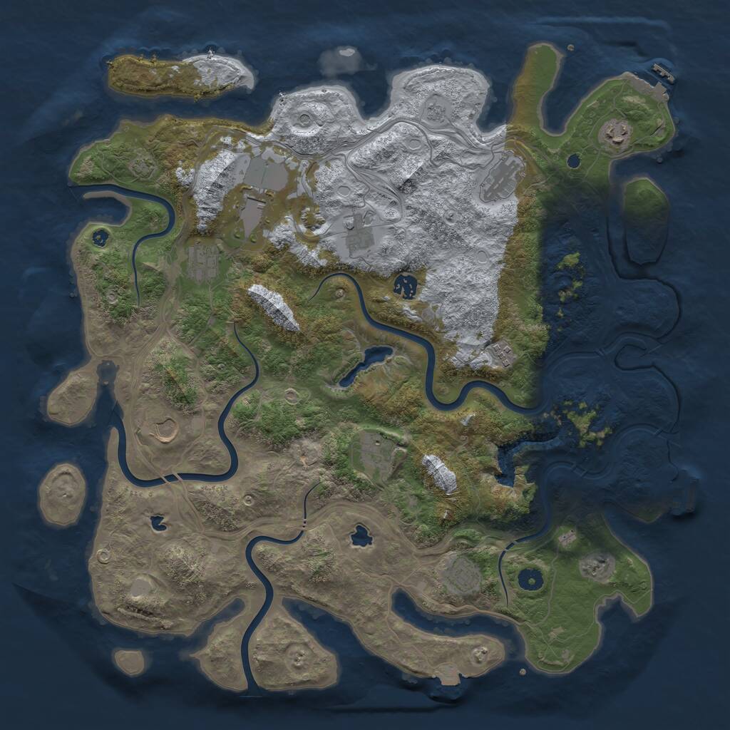 Rust Map: Procedural Map, Size: 4500, Seed: 61433295, 16 Monuments