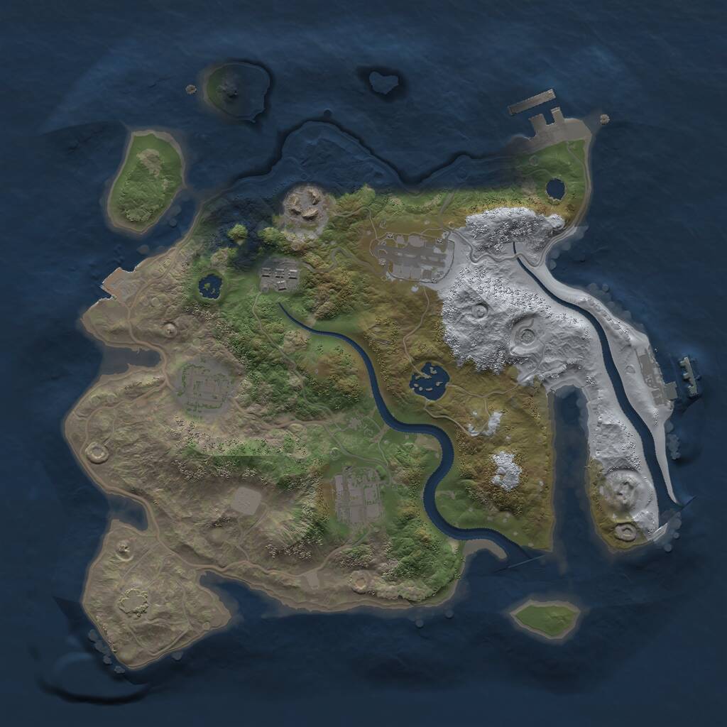 Rust Map: Procedural Map, Size: 3000, Seed: 909177064, 11 Monuments