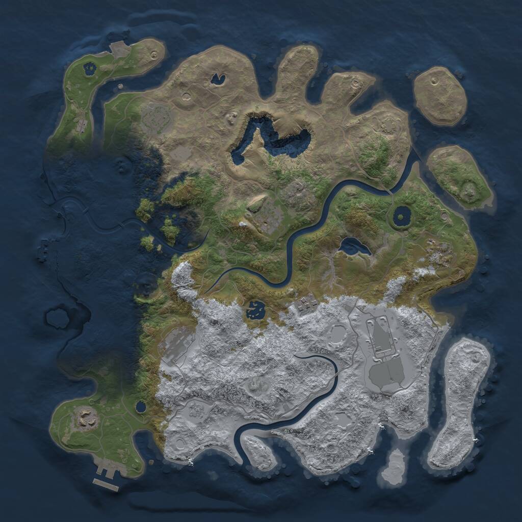 Rust Map: Procedural Map, Size: 4000, Seed: 2023993817, 14 Monuments