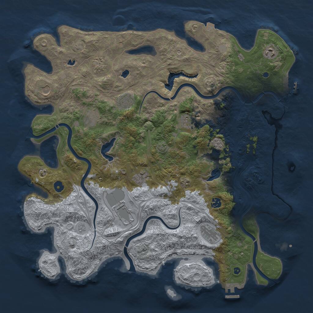 Rust Map: Procedural Map, Size: 4500, Seed: 447722, 17 Monuments