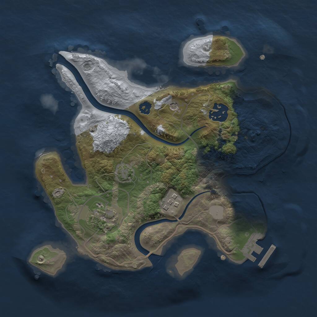 Rust Map: Procedural Map, Size: 2500, Seed: 763620802, 7 Monuments