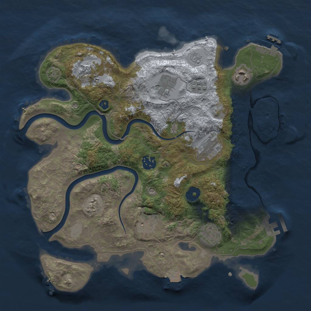 Rust Map: Procedural Map, Size: 3250, Seed: 27224264, 14 Monuments