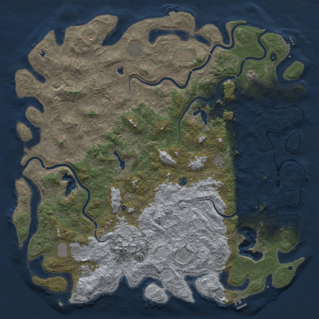 Rust Map: Procedural Map, Size: 6000, Seed: 1491245676, 17 Monuments