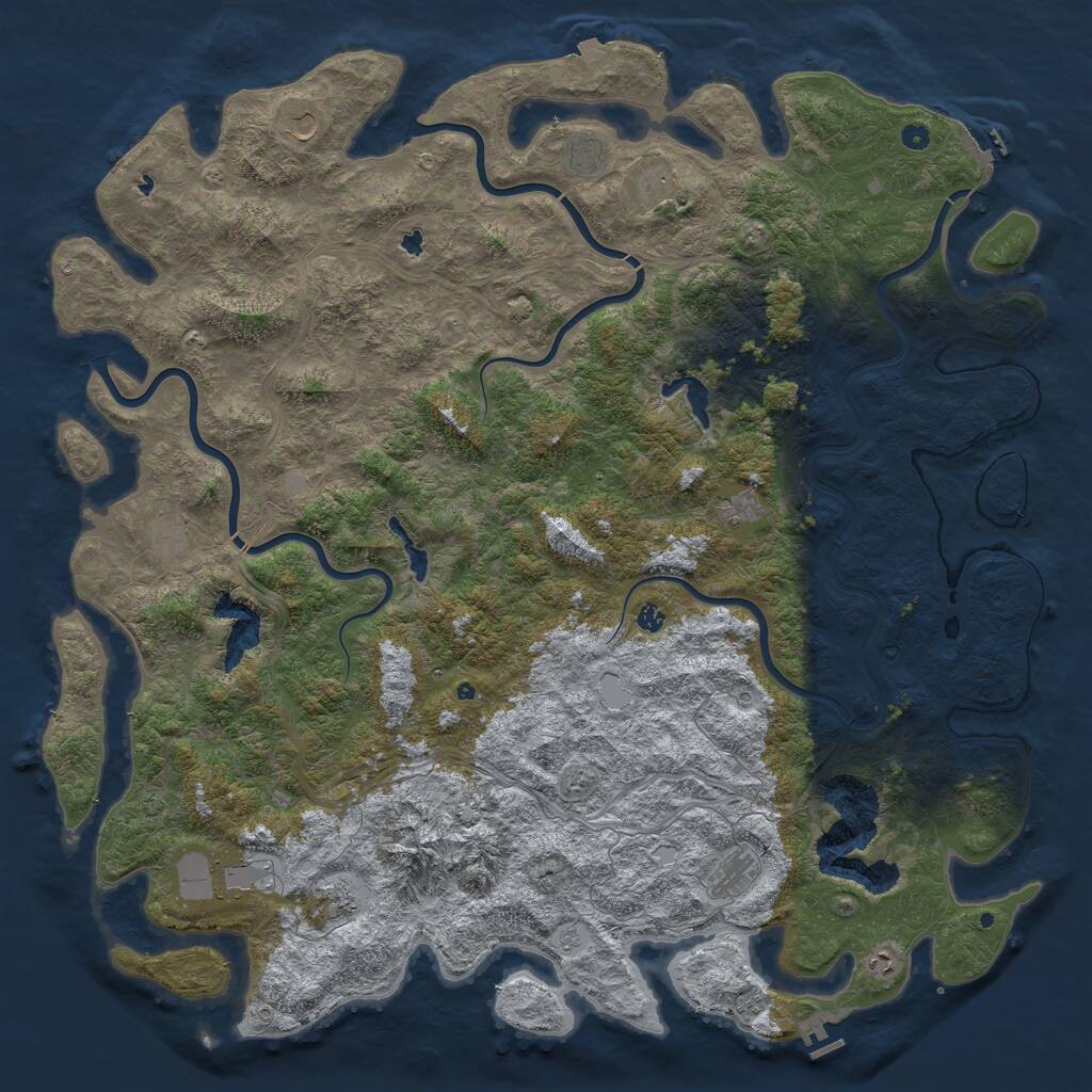 Rust Map: Procedural Map, Size: 6000, Seed: 1491245676, 17 Monuments