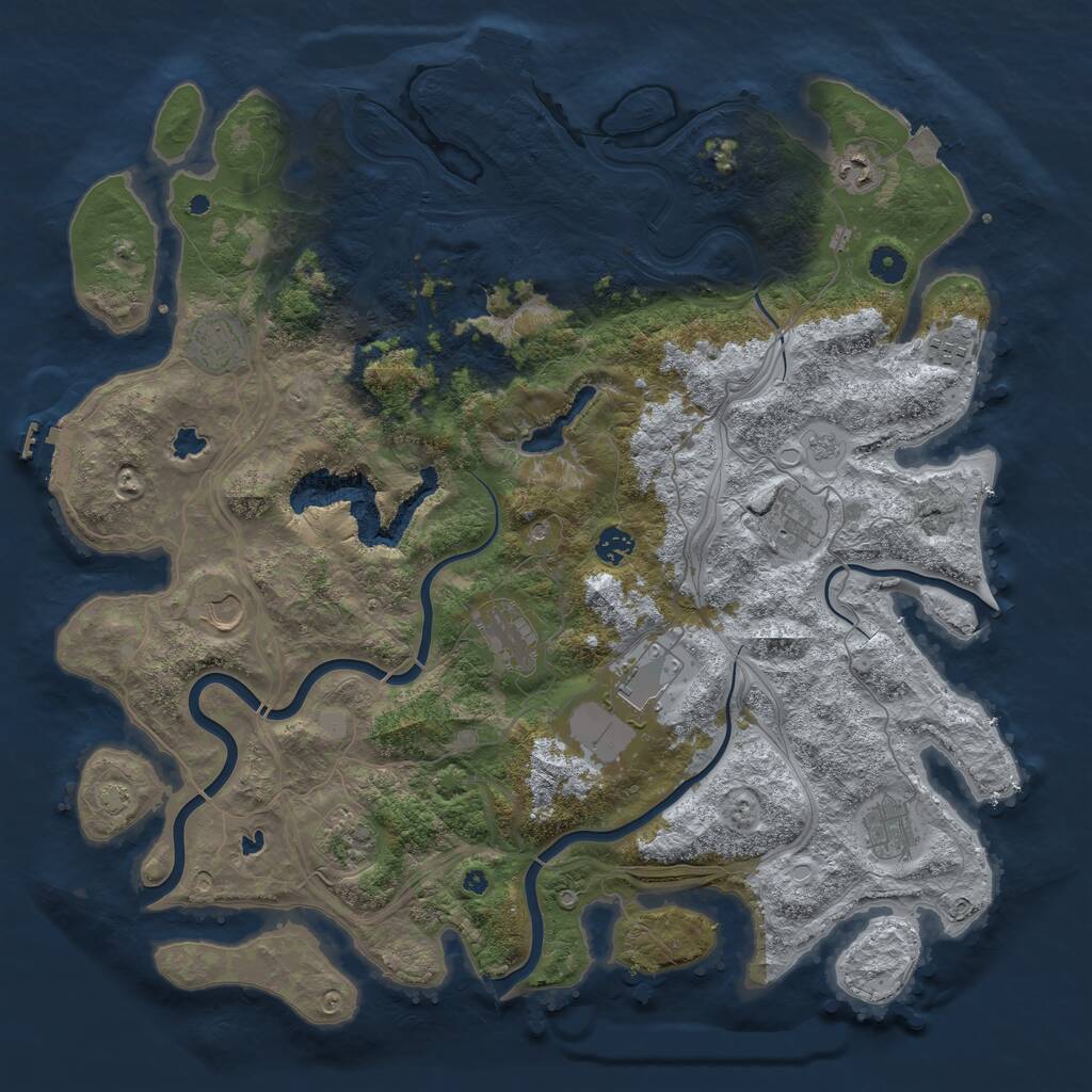 Rust Map: Procedural Map, Size: 4500, Seed: 1021338169, 16 Monuments