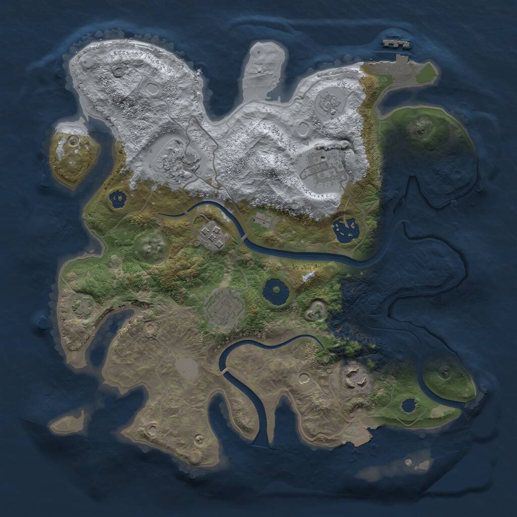 Rust Map: Procedural Map, Size: 3000, Seed: 56335, 11 Monuments