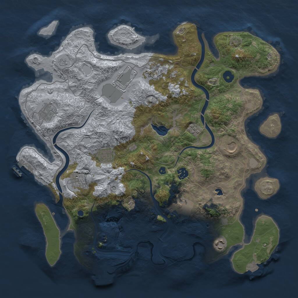 Rust Map: Procedural Map, Size: 4000, Seed: 1913716450, 16 Monuments