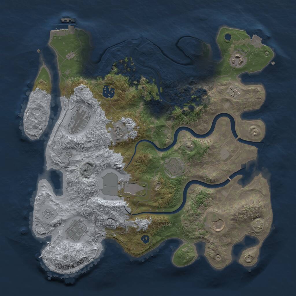 Rust Map: Procedural Map, Size: 3500, Seed: 980091760, 13 Monuments