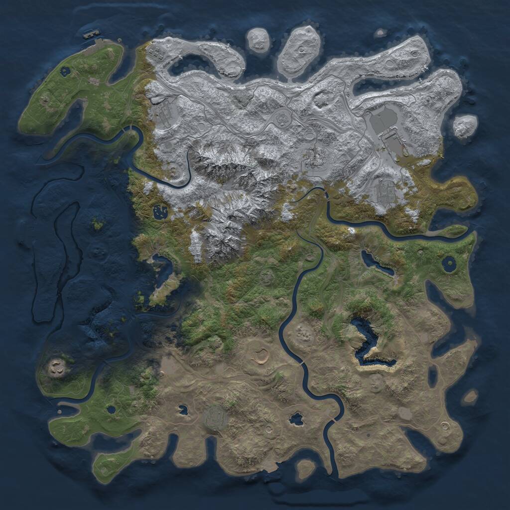 Rust Map: Procedural Map, Size: 5000, Seed: 1221157027, 16 Monuments