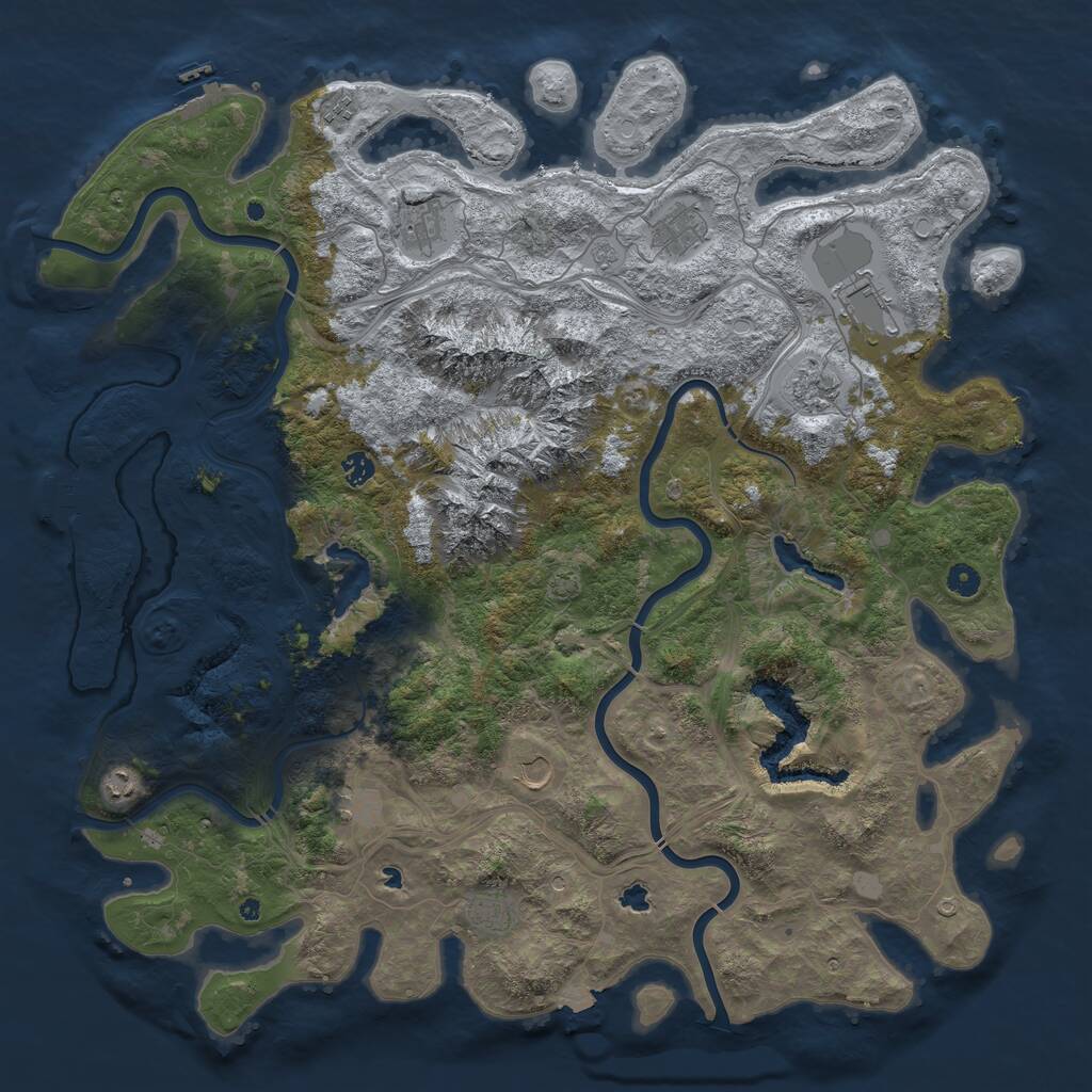 Rust Map: Procedural Map, Size: 5000, Seed: 1221157027, 16 Monuments