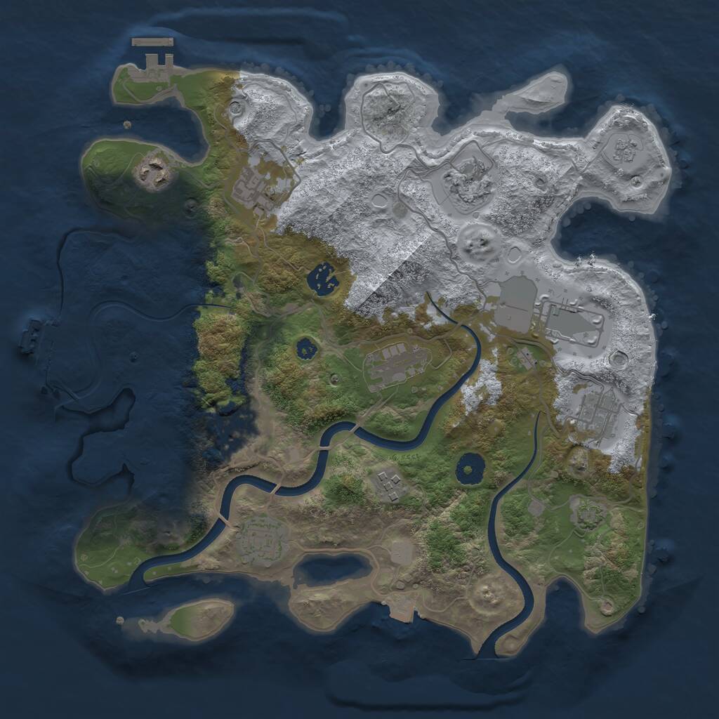 Rust Map: Procedural Map, Size: 3500, Seed: 1636233, 16 Monuments
