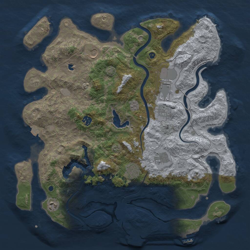 Rust Map: Procedural Map, Size: 4000, Seed: 600117297, 14 Monuments