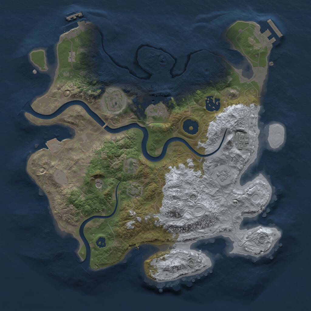 Rust Map: Procedural Map, Size: 3000, Seed: 1133595914, 10 Monuments