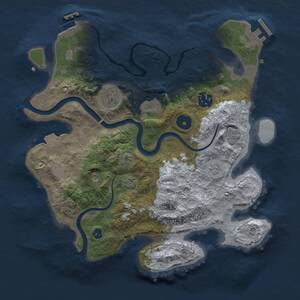 Thumbnail Rust Map: Procedural Map, Size: 3000, Seed: 1133595914, 10 Monuments