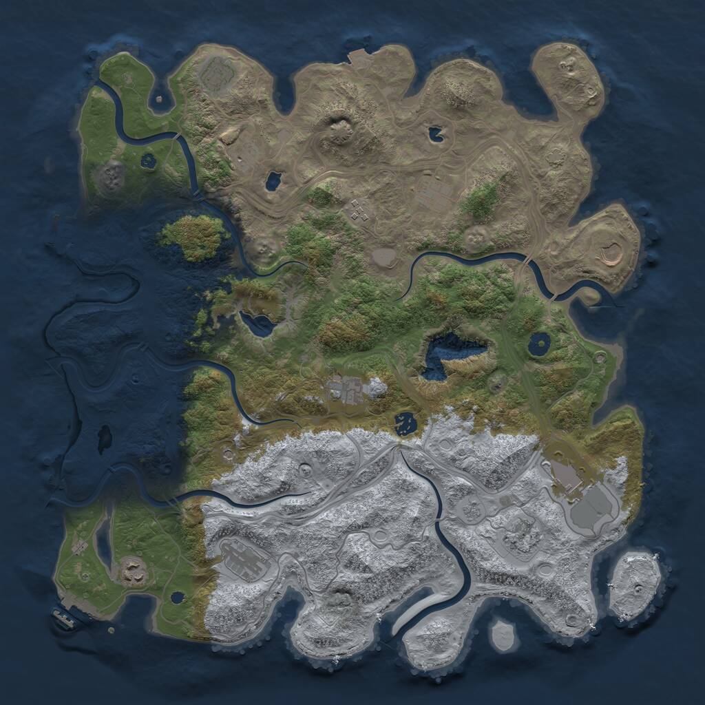 Rust Map: Procedural Map, Size: 4500, Seed: 1172081961, 17 Monuments