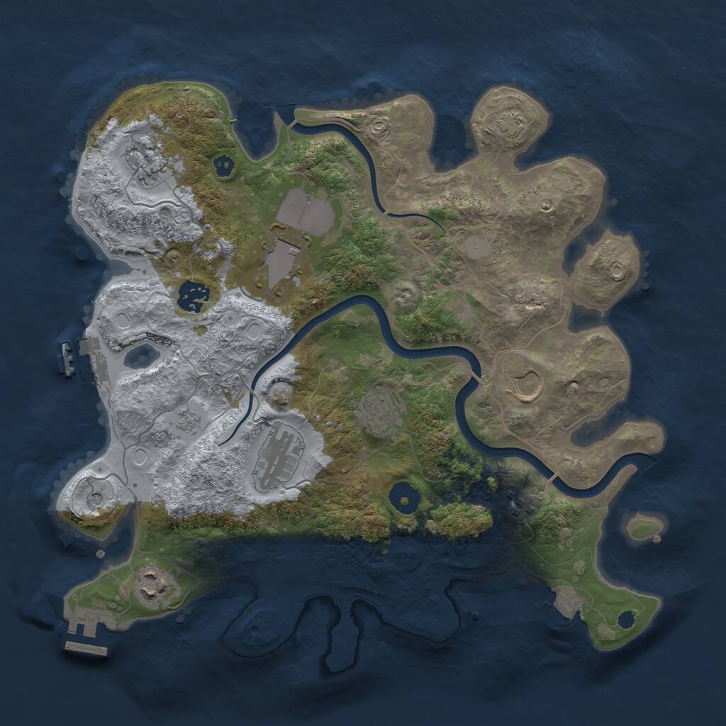 Rust Map: Procedural Map, Size: 3500, Seed: 1356590089, 14 Monuments