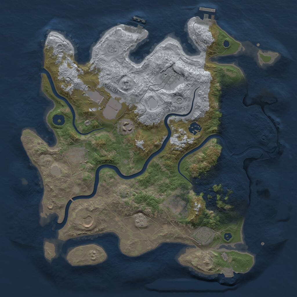 Rust Map: Procedural Map, Size: 3750, Seed: 1824510400, 15 Monuments