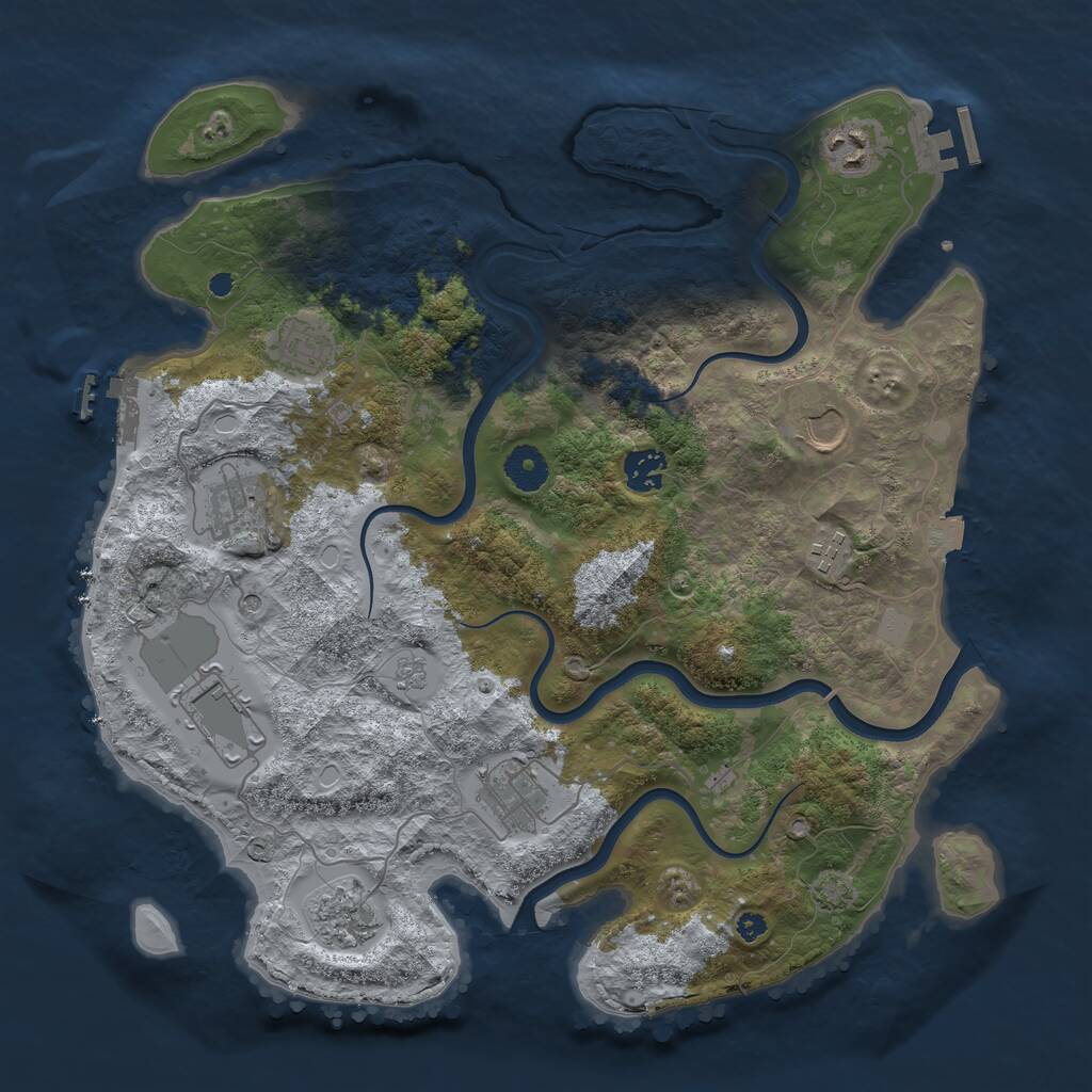 Rust Map: Procedural Map, Size: 3750, Seed: 5830, 15 Monuments