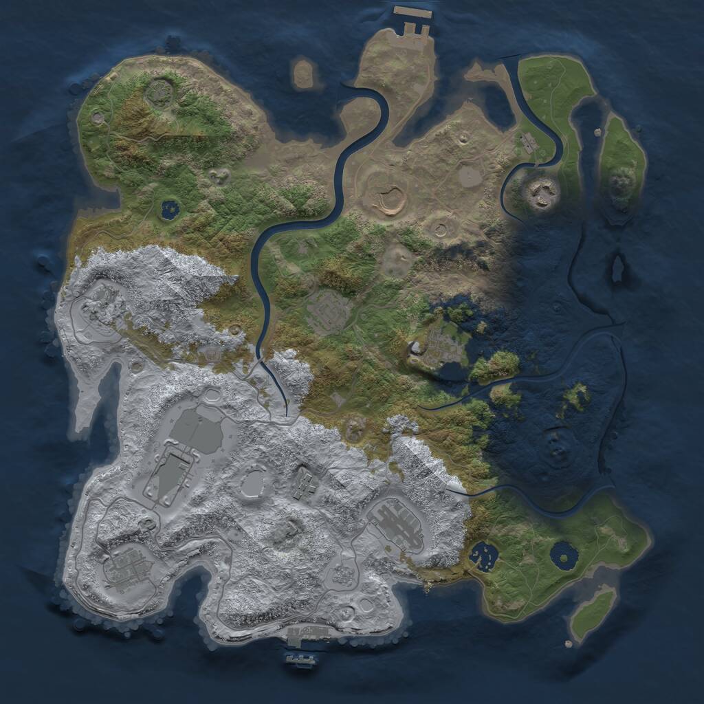Rust Map: Procedural Map, Size: 3750, Seed: 202152, 16 Monuments