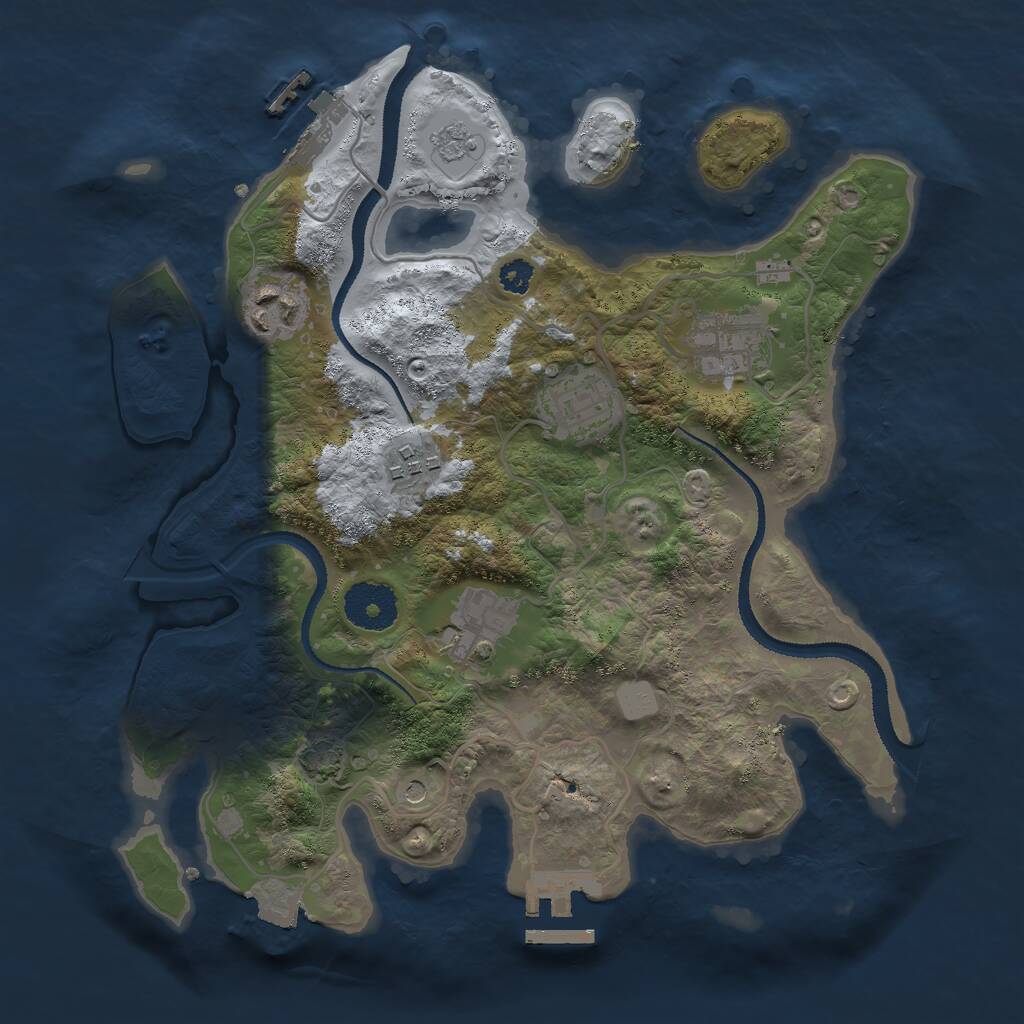 Rust Map: Procedural Map, Size: 3000, Seed: 1308109746, 11 Monuments