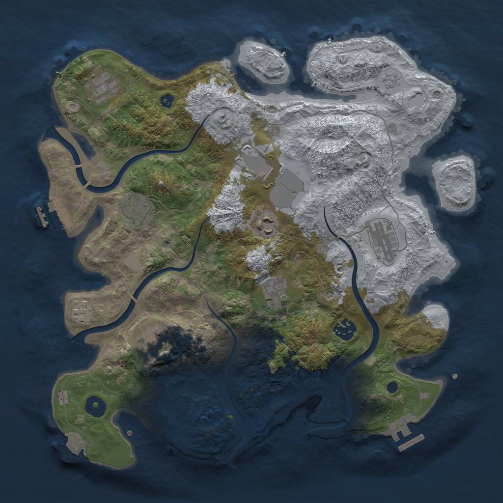 Rust Map: Procedural Map, Size: 3600, Seed: 303094139, 15 Monuments