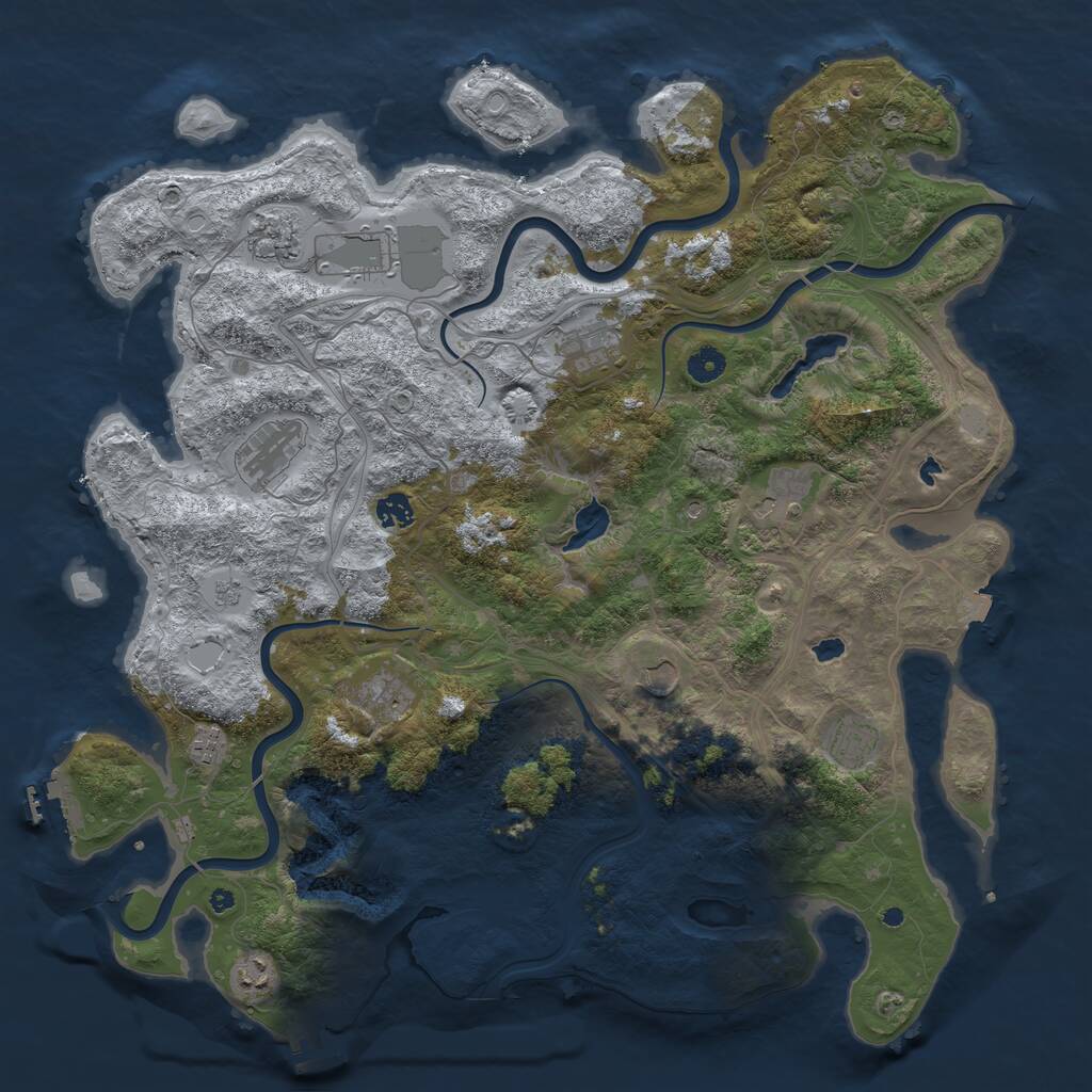 Rust Map: Procedural Map, Size: 4500, Seed: 1399856375, 17 Monuments