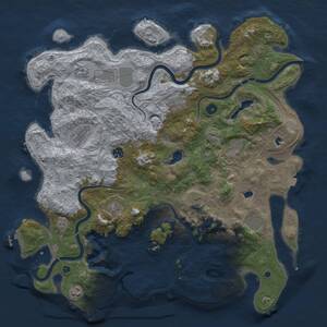 Thumbnail Rust Map: Procedural Map, Size: 4500, Seed: 1399856375, 17 Monuments