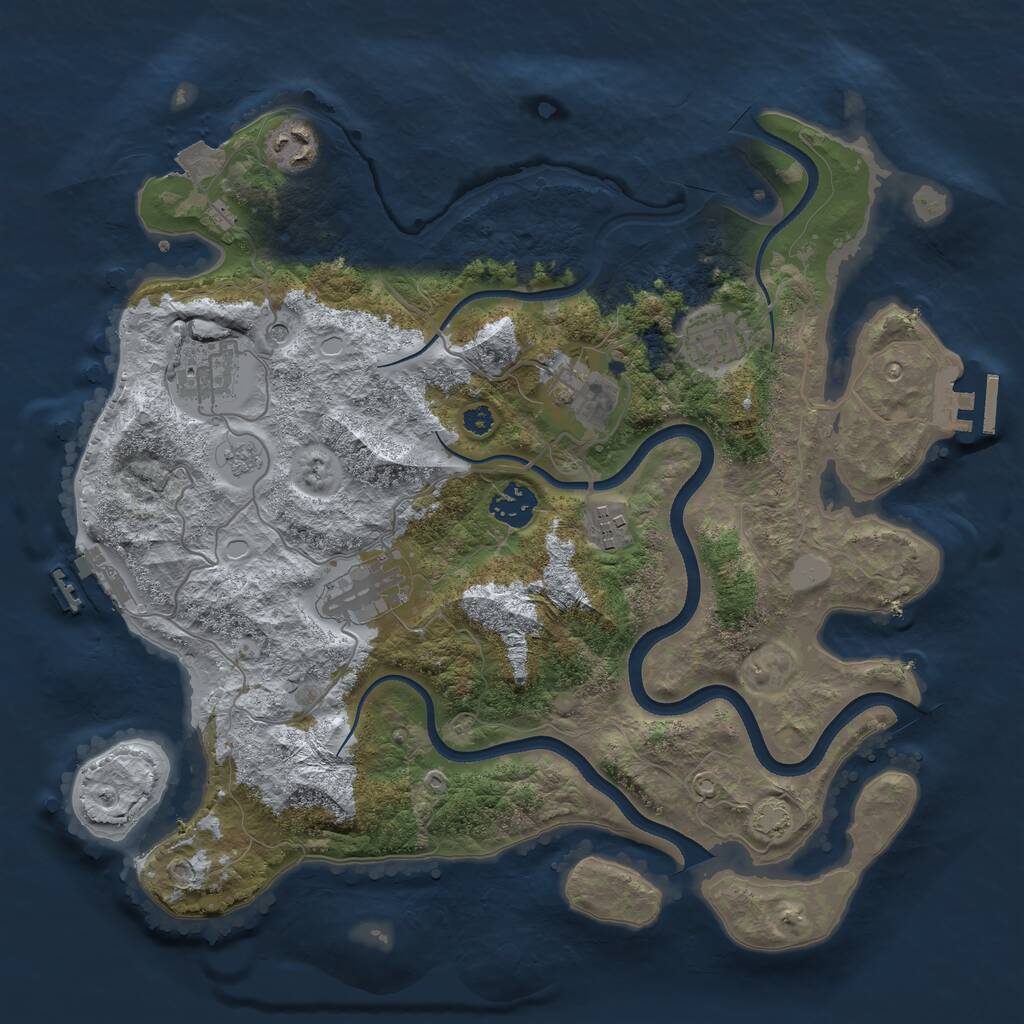 Rust Map: Procedural Map, Size: 3500, Seed: 40330, 13 Monuments