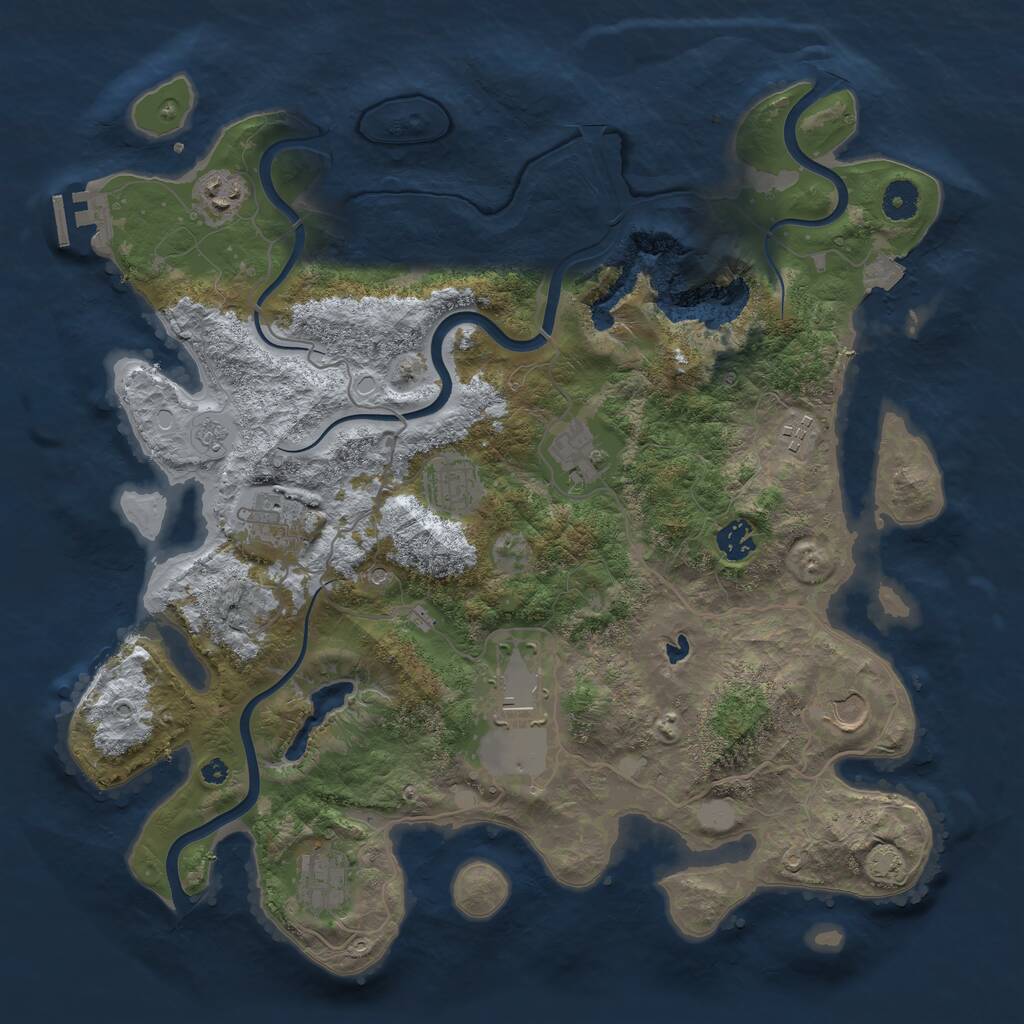 Rust Map: Procedural Map, Size: 4000, Seed: 1703531296, 14 Monuments