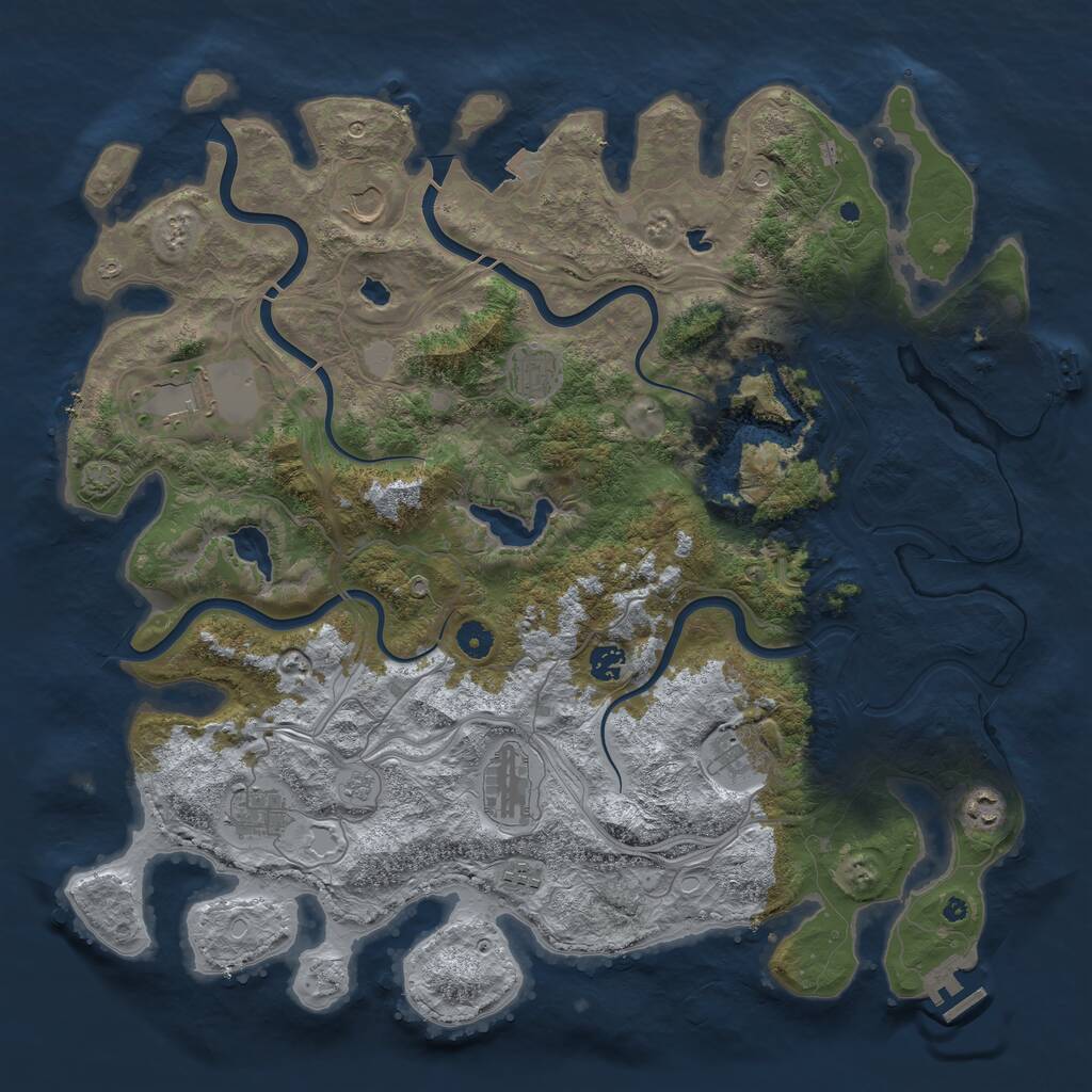 Rust Map: Procedural Map, Size: 4500, Seed: 199921606, 15 Monuments